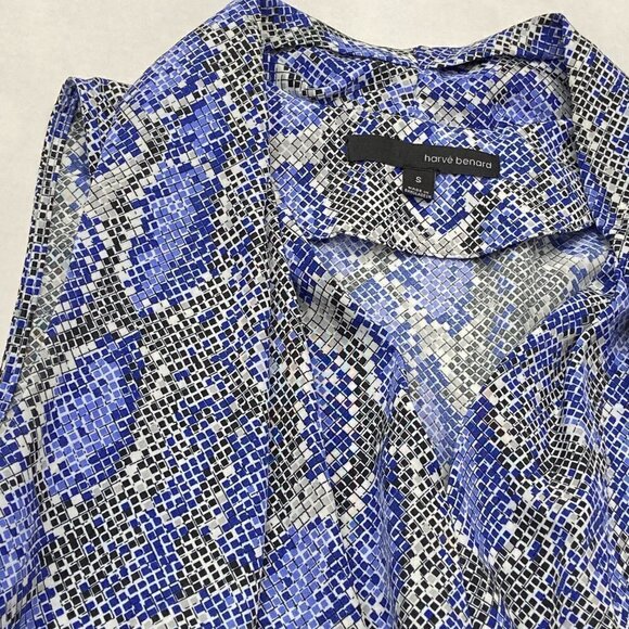 Harve Benard Blue Black Sleeveless Summer Blouse, Small - Picture 5 of 9